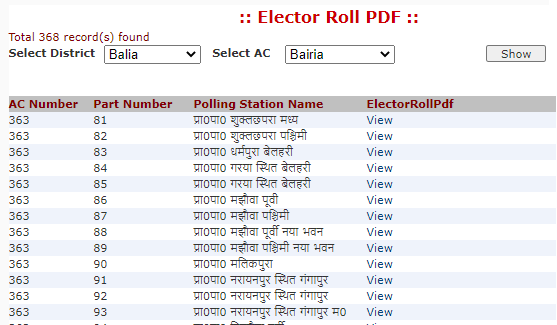ceo uttar pradesh polling station list of bairia constituency